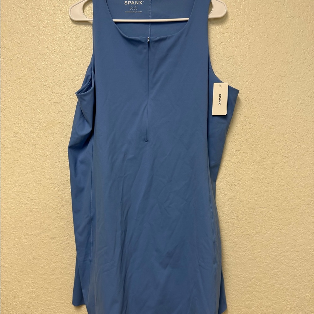 NWT SPANX Cornflower Blue Zip Front Racerback Dress Size 2X - Picture 2 of 12